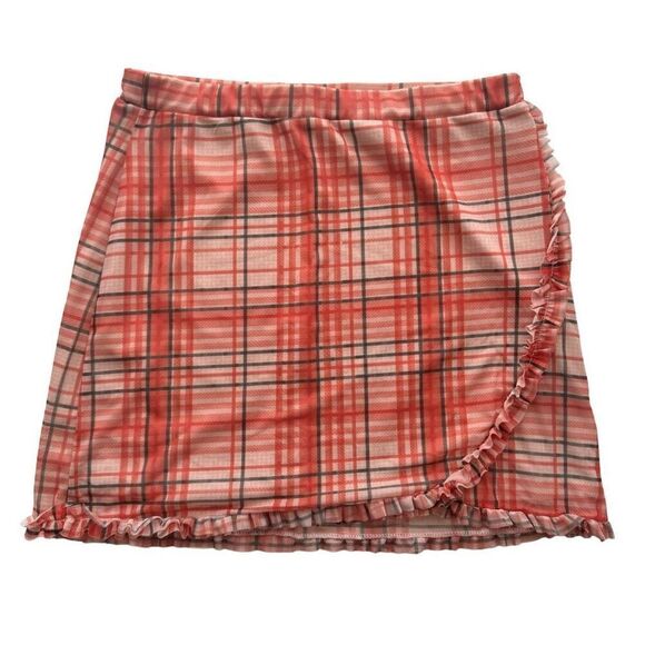 Urban Outfitters Orange Plaid Mini Skirt Size Small - Picture 1 of 4
